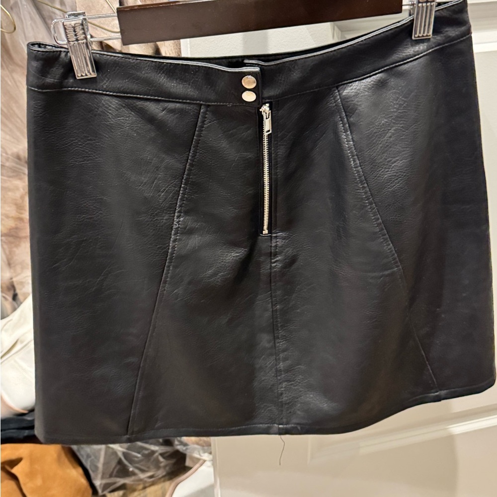Zara Black Faux Leather Mini Skirt